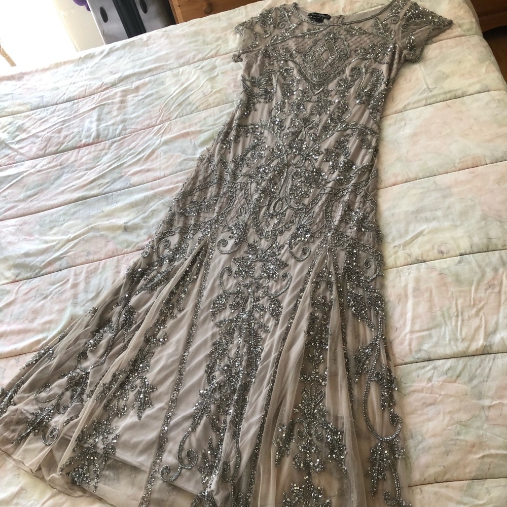 Pisarro Nights embellished mesh gown